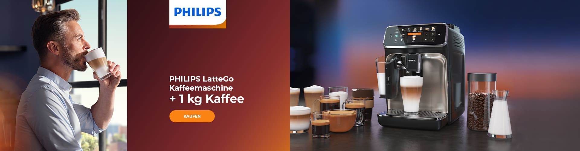 PHILIPS LatteGo Kaffeemaschine + 1 kg Kaffee