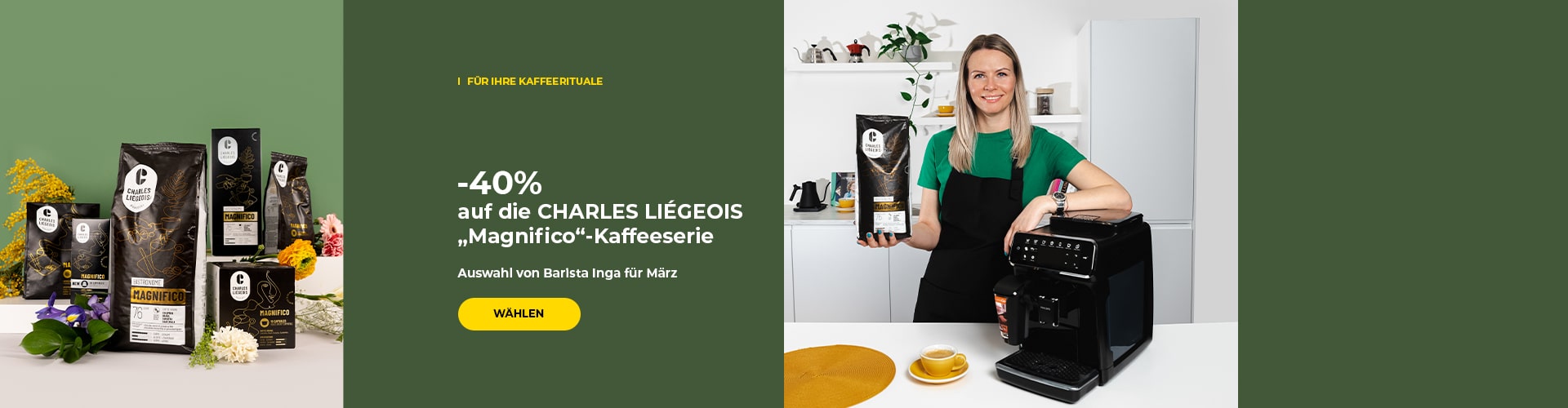-40% auf die CHARLES LIÉGEOIS „Magnifico“-Kaffeeserie
