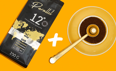 Beim Kauf von gemahlenem Kaffee im Wert von 25 € oder mehr erhalten Sie einen Kaffeelöffel-Clip als Geschenk